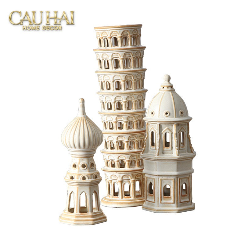 TƯỢNG CERAMIC PISA TOWER H43-CẬU HAI HOME DECOR