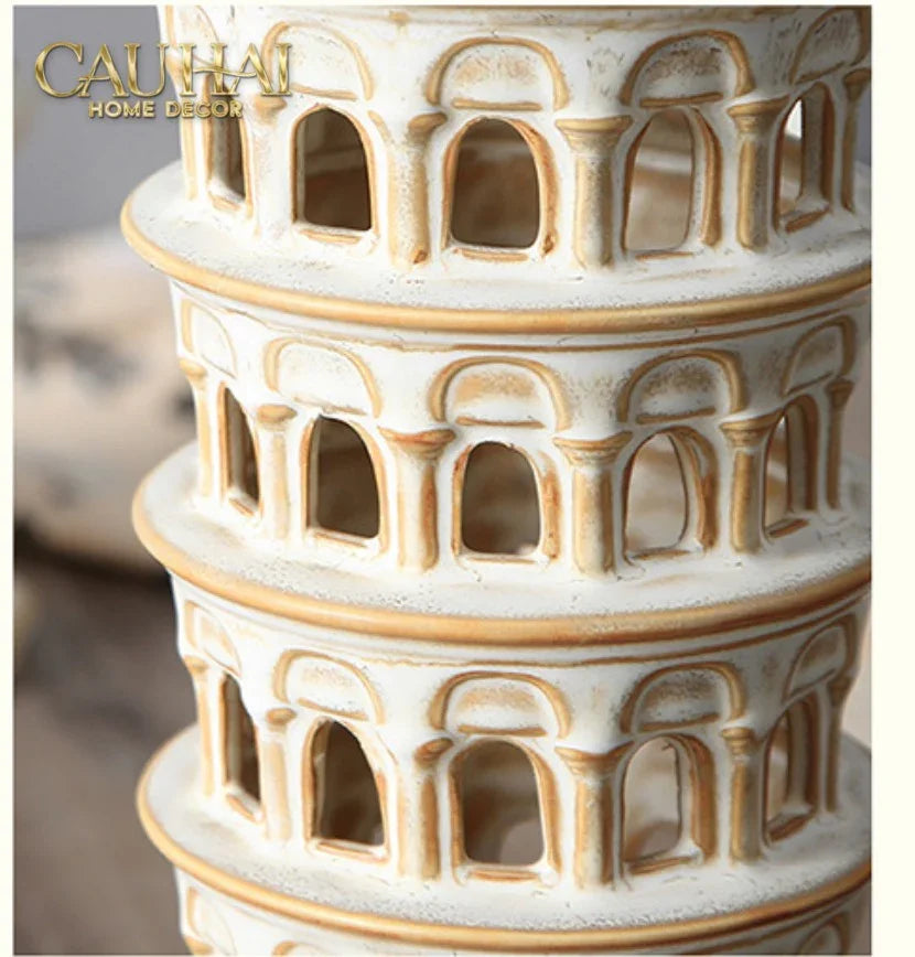 Tượng Ceramic Pisa Tower H43-CẬU HAI HOME DECOR