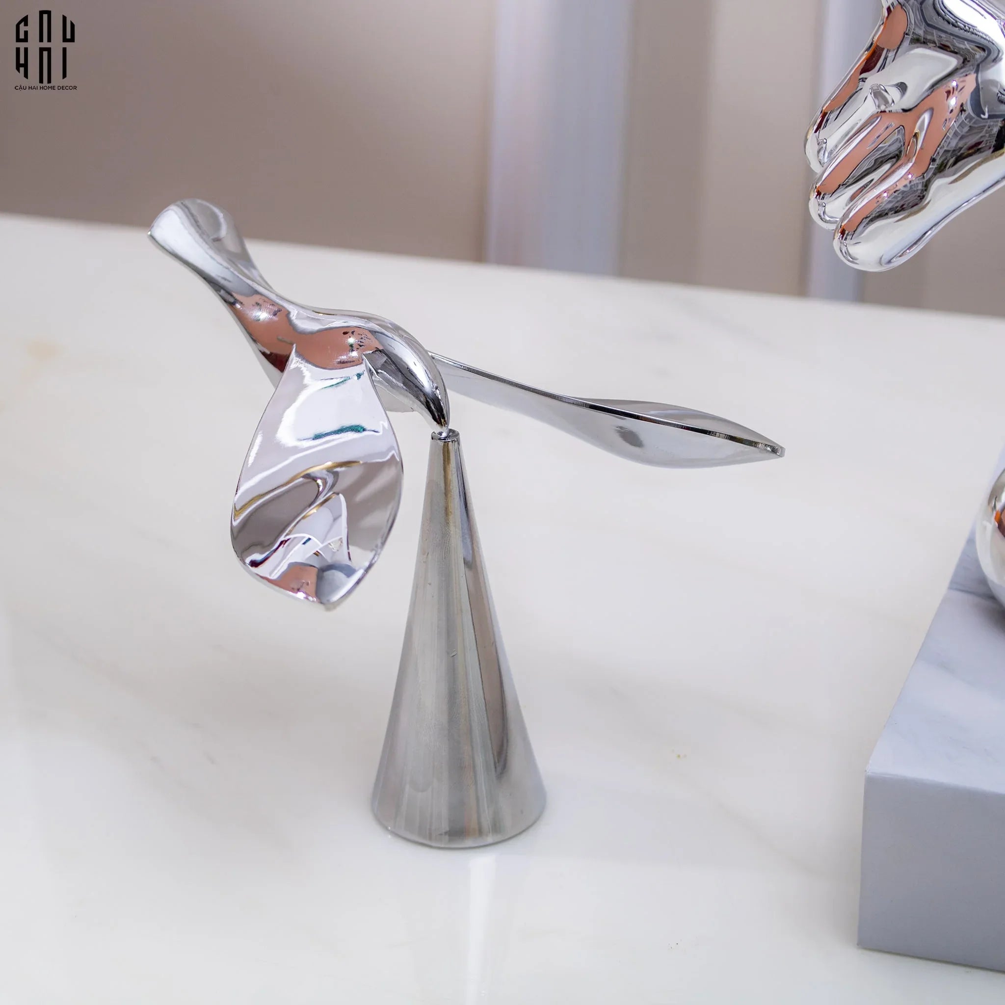 TƯỢNG CHIM SILVER BIRD-CẬU HAI HOME DECOR