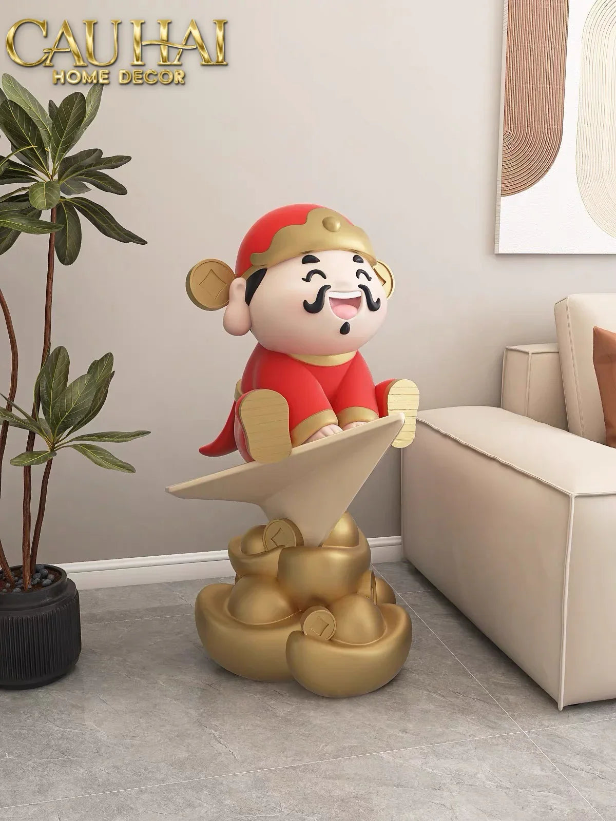 Tượng Đại Thần Tài - Tài Lộc Hanh Thông 80 x 42 x 46-CẬU HAI HOME DECOR