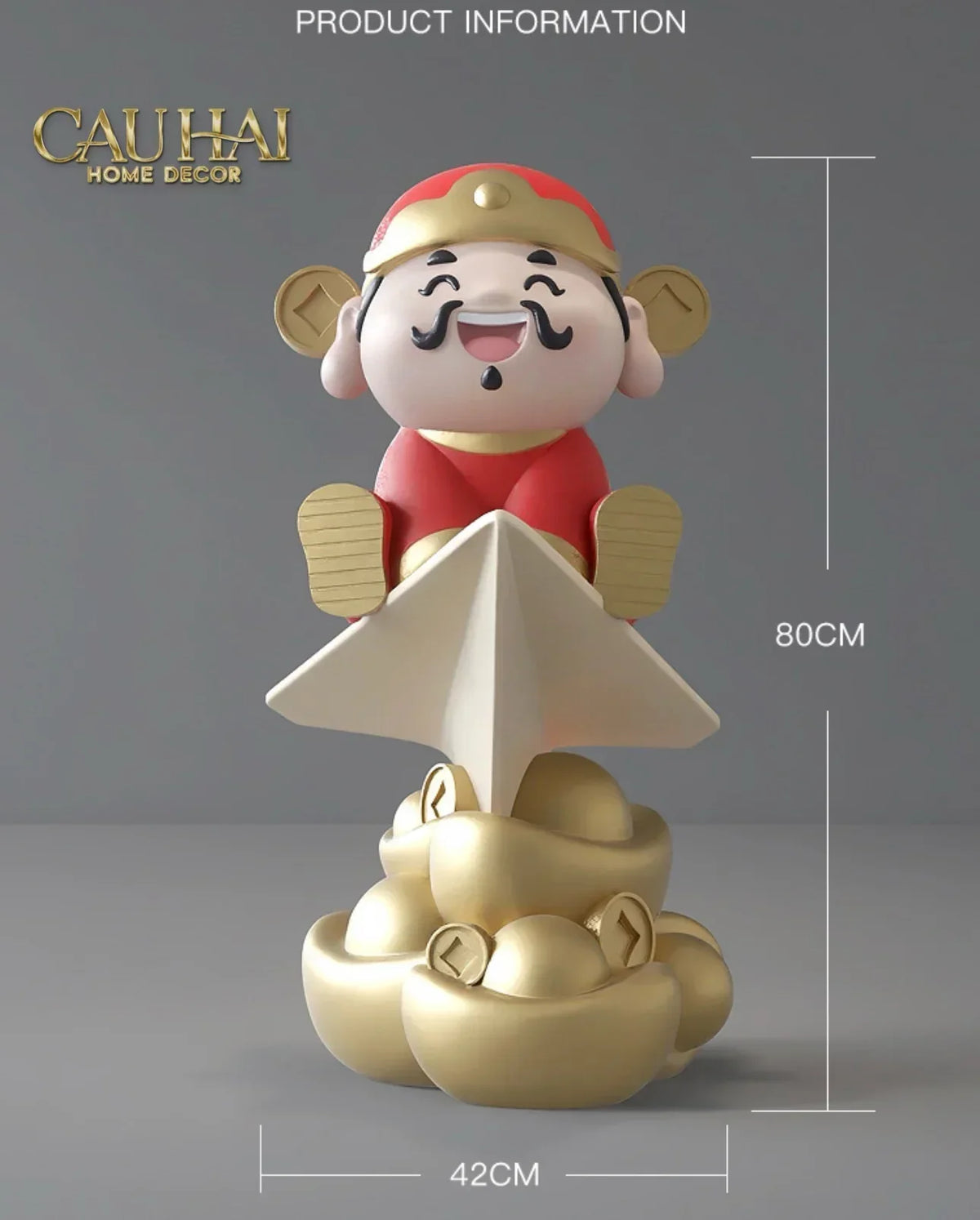 Tượng Đại Thần Tài - Tài Lộc Hanh Thông 80 x 42 x 46-TƯỢNG TRANG TRÍ-CẬU HAI HOME DECOR