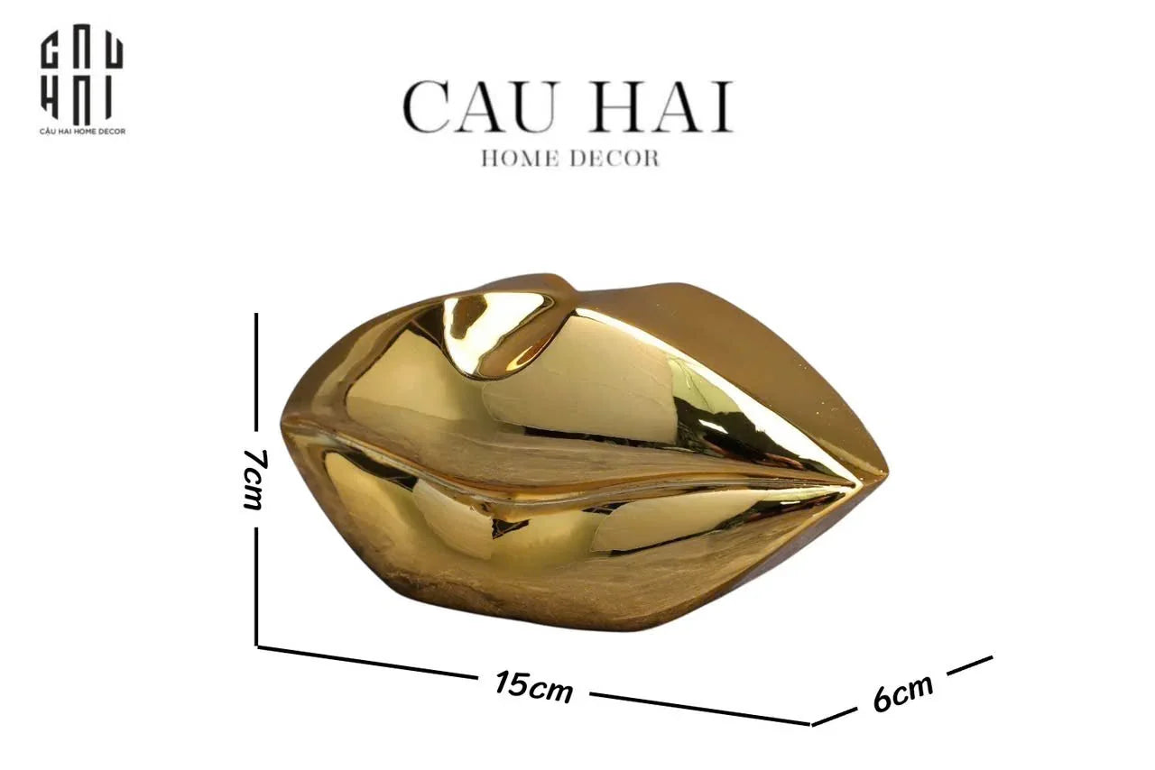 Tượng Đôi Môi Vàng - Gilded Grace Lips-CẬU HAI HOME DECOR