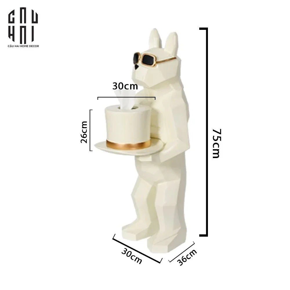 Tượng Đựng Giấy White Bull-CẬU HAI HOME DECOR