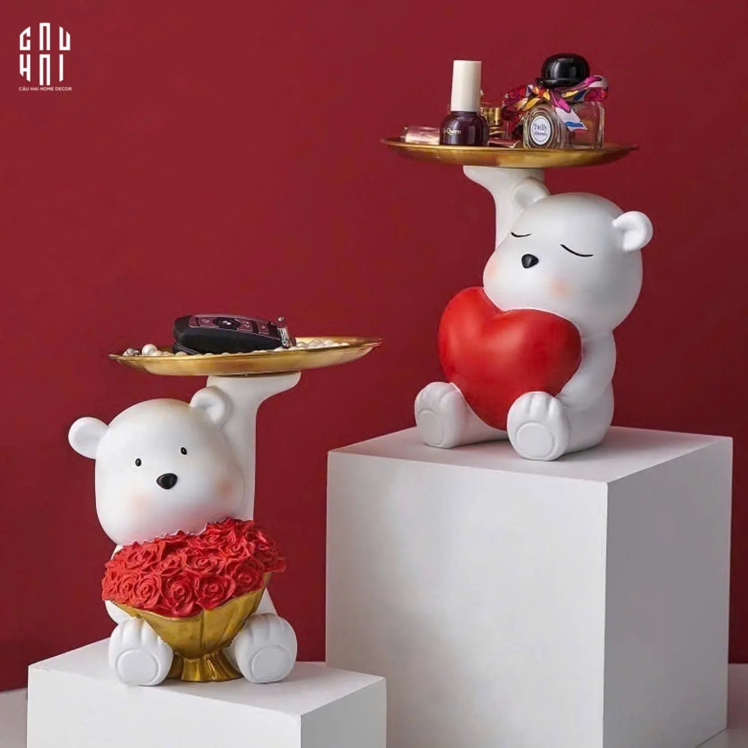 Tượng Figurine Teddy Of Love-CẬU HAI HOME DECOR