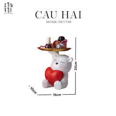 Tượng Figurine Teddy Of Sweetheart-CẬU HAI HOME DECOR