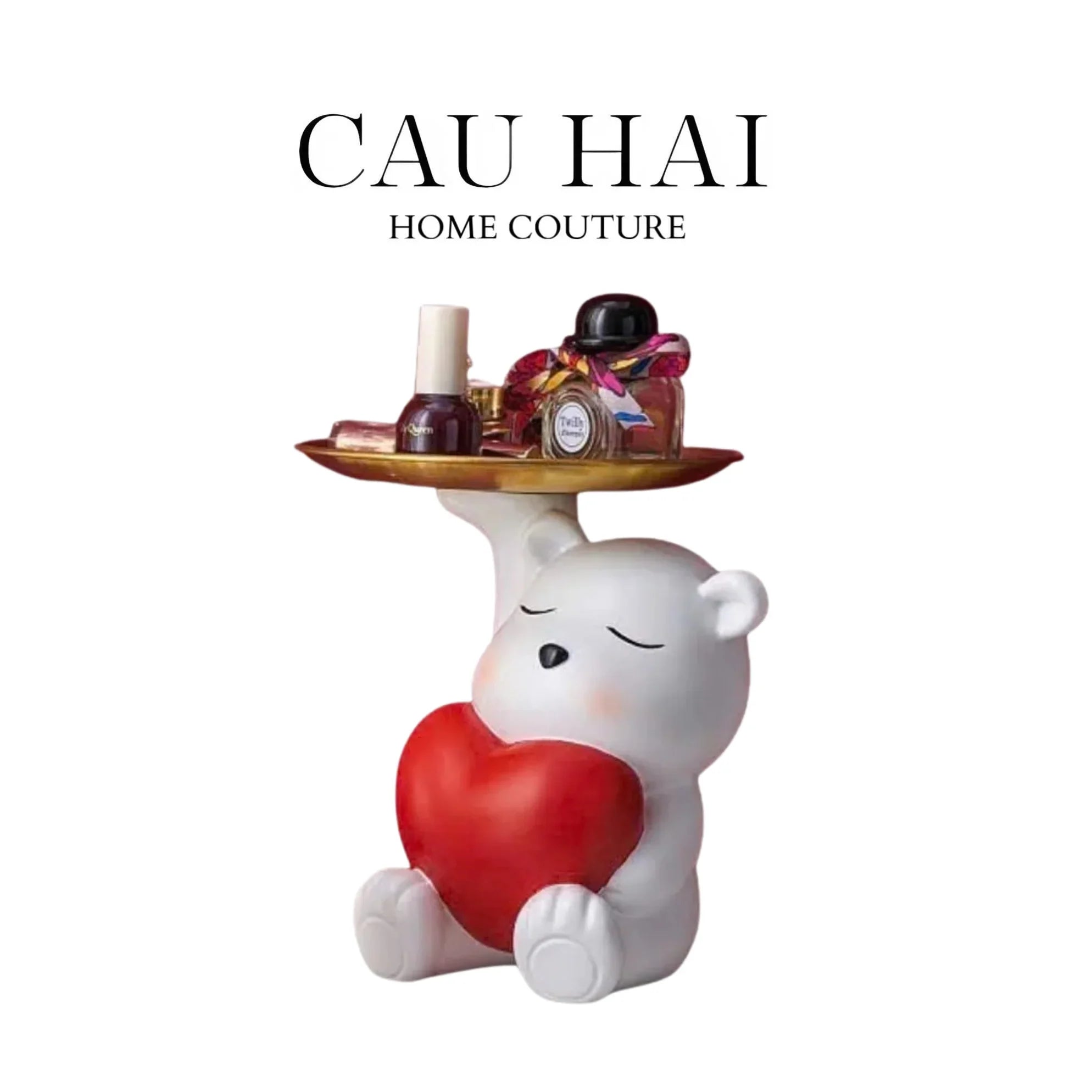 Tượng Figurine Teddy Of Sweetheart-CẬU HAI HOME DECOR
