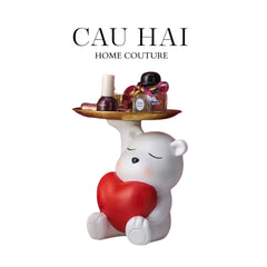 Tượng Figurine Teddy Of Sweetheart-CẬU HAI HOME DECOR