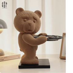 Tượng Gấu Bọc Nhung Figurine Emotional Brownie Velvet Bear 20x30x40-CẬU HAI HOME DECOR