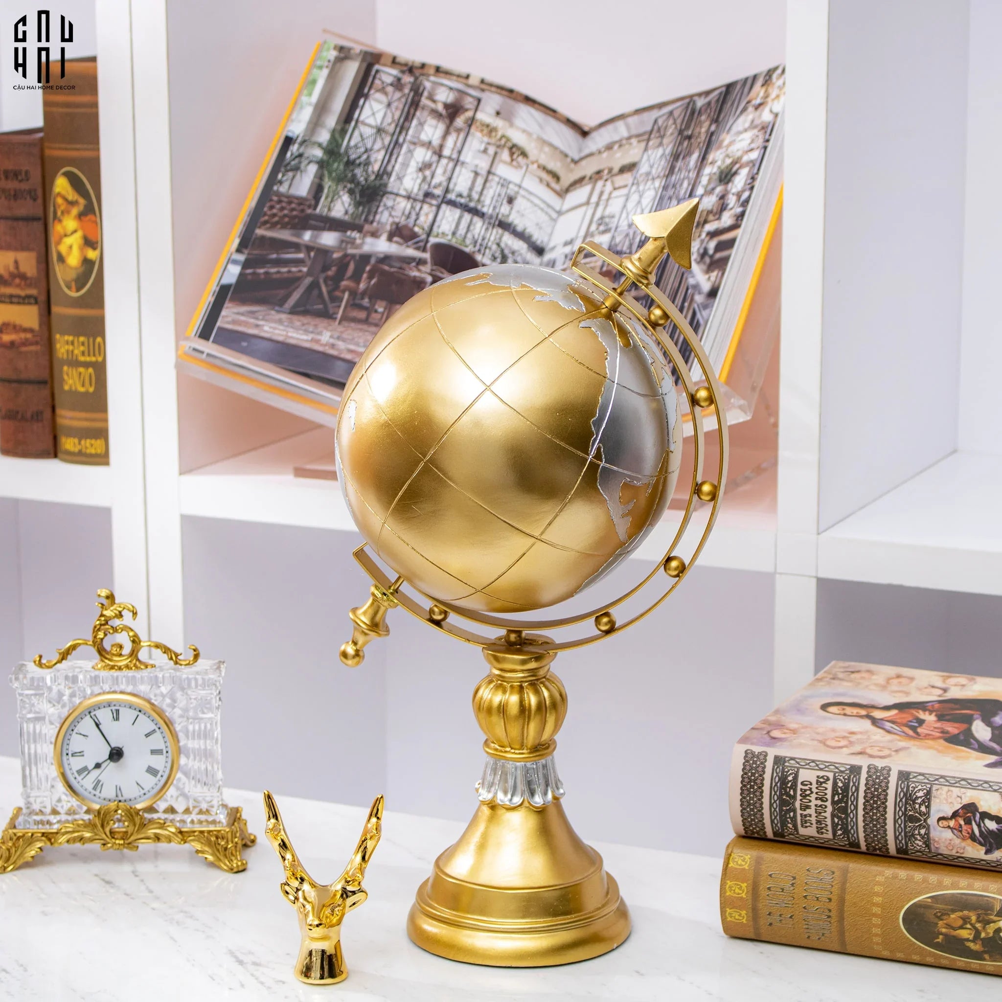 TƯỢNG GOLDEN PLANET SS25-CẬU HAI HOME DECOR