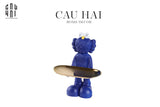 TƯỢNG KAWS CẰM KHAY BẢN DENIM - DARK BLUE-CẬU HAI HOME DECOR