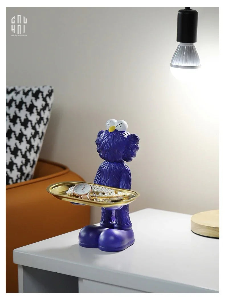 TƯỢNG KAWS CẰM KHAY BẢN DENIM - DARK BLUE-CẬU HAI HOME DECOR