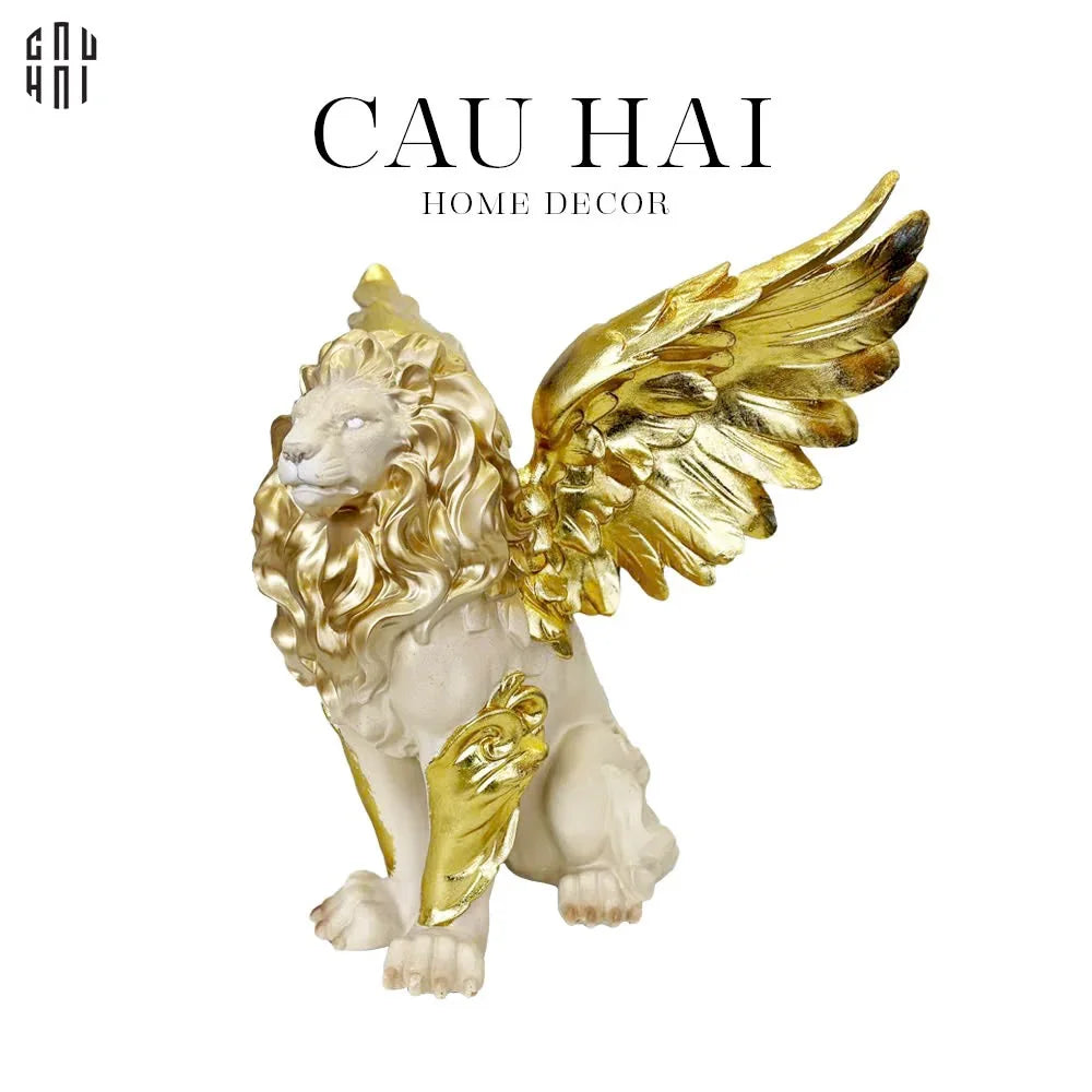 TƯỢNG MAJESTIC GOLDEN LION - GOLD DUST 50CM SS25-CẬU HAI HOME DECOR