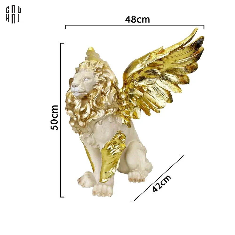 TƯỢNG MAJESTIC GOLDEN LION - GOLD DUST 50CM SS25-CẬU HAI HOME DECOR