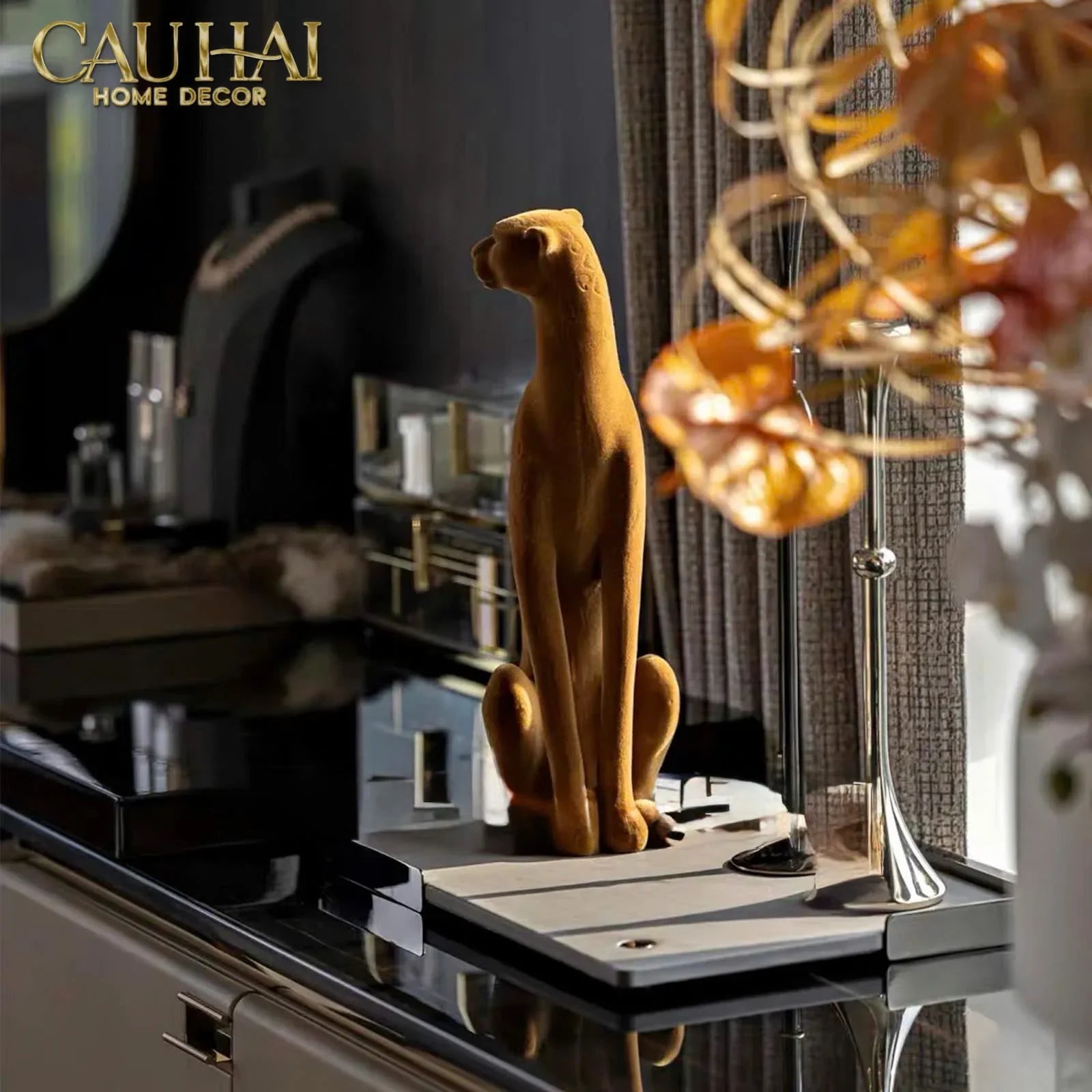 TƯỢNG MAJESTIC LEOPARD - STANDING-CẬU HAI HOME DECOR