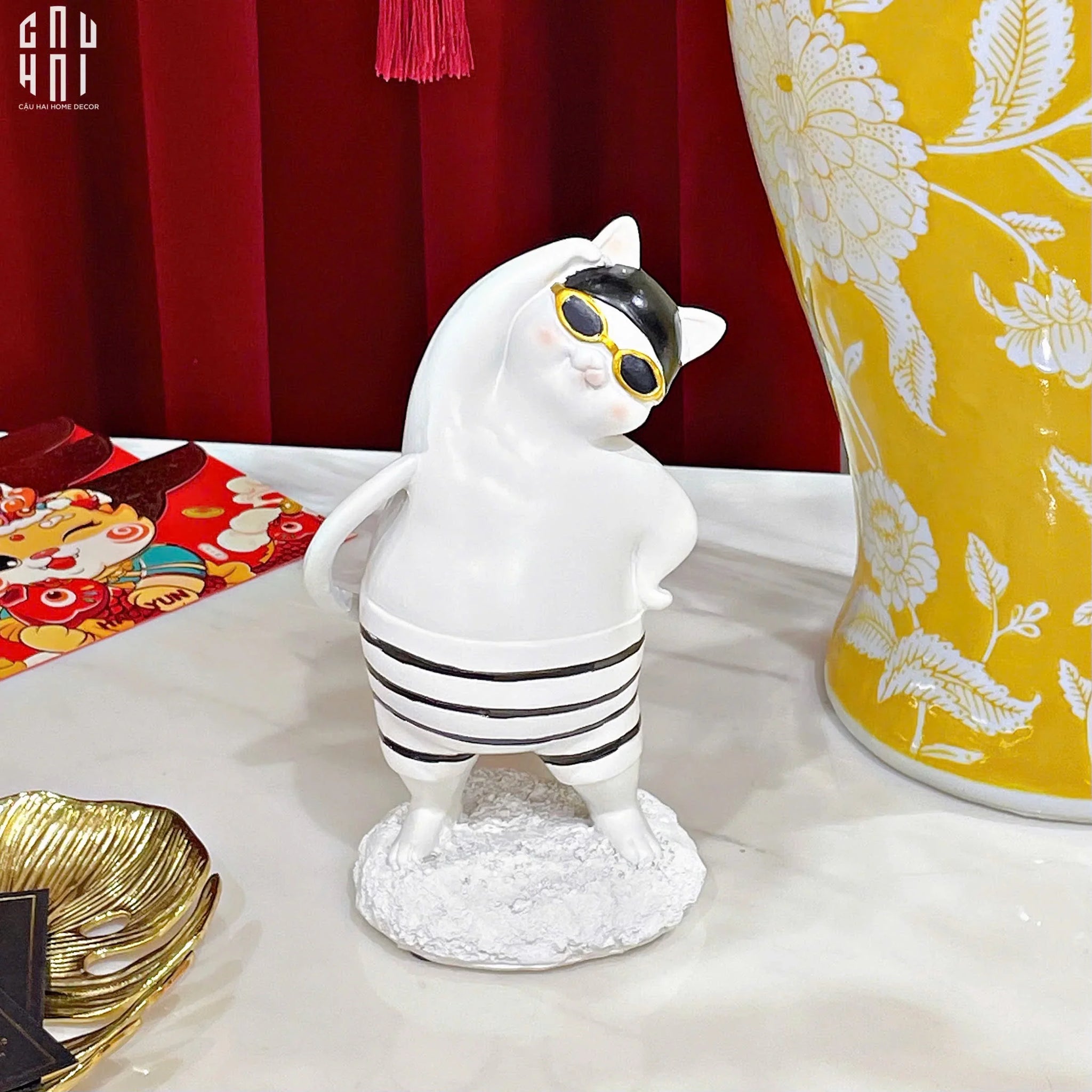 TƯỢNG MÈO TRANG TRÍ GYMNASTIC MEOW-CẬU HAI HOME DECOR