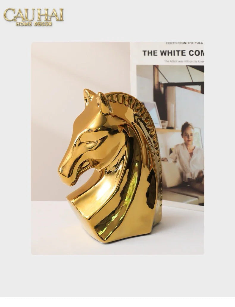 Tượng Ngựa Gilded Cheval H27 Fw25-CẬU HAI HOME DECOR
