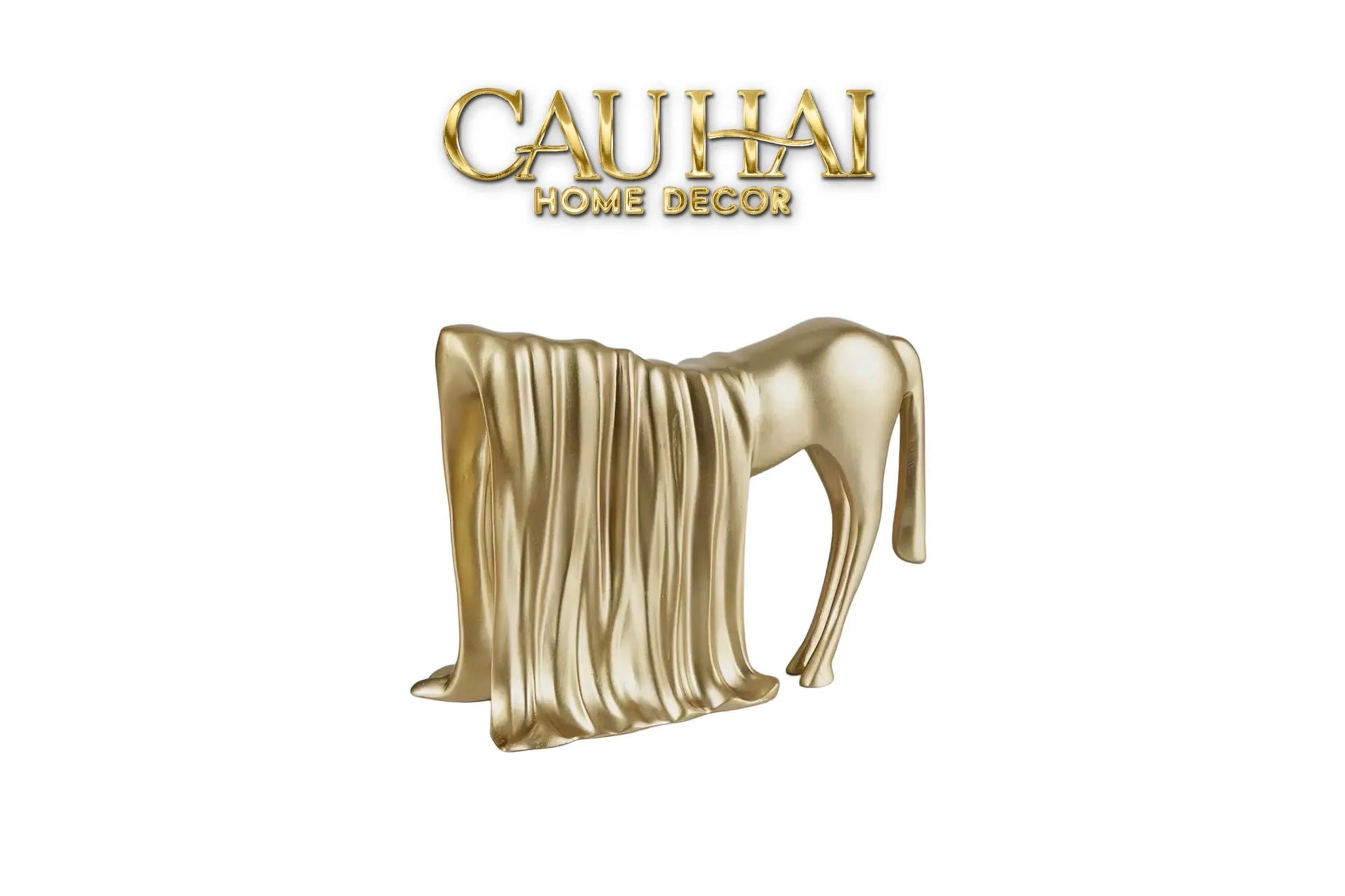 Tượng Ngựa Le Cheval Voilé Doré-CẬU HAI HOME DECOR