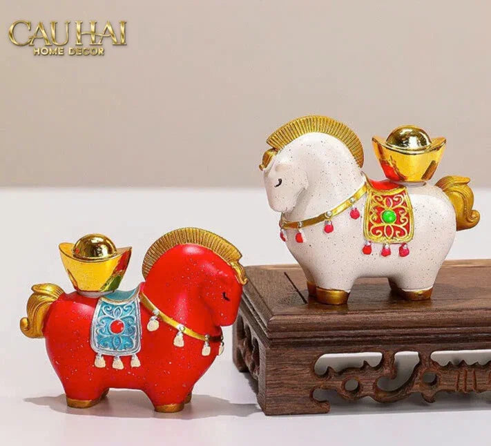 Tượng Ngựa May Mắn - Kim Mã Cát Lợi - Gift Box-CẬU HAI HOME DECOR