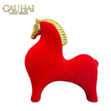 Tượng Ngựa Nhung Đỏ Hoàng Gia - Đại Hồng Mã Phú Quý 18x22-TƯỢNG TRANG TRÍ-CẬU HAI HOME DECOR