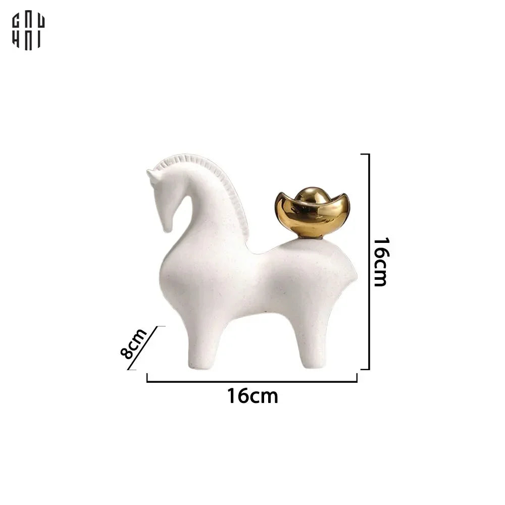 Tượng Ngựa Sứ Trắng Đời Đường - Kim Mã Bạch Ngọc - White Jade Tang Horse H16-CẬU HAI HOME DECOR