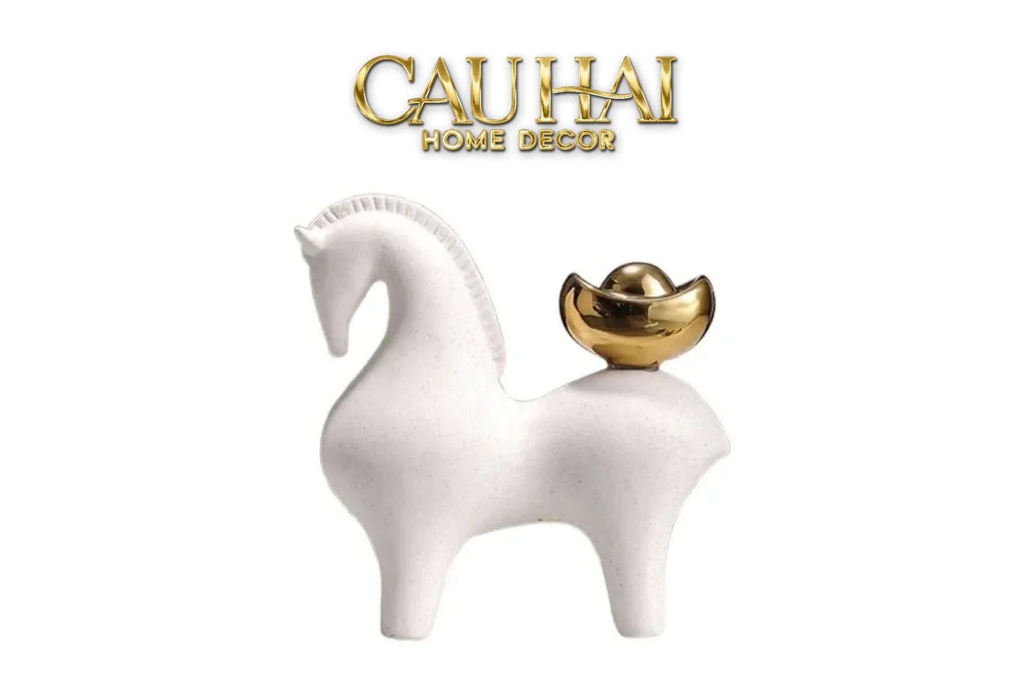 Tượng Ngựa Sứ Trắng Đời Đường - Kim Mã Bạch Ngọc - White Jade Tang Horse H16-CẬU HAI HOME DECOR