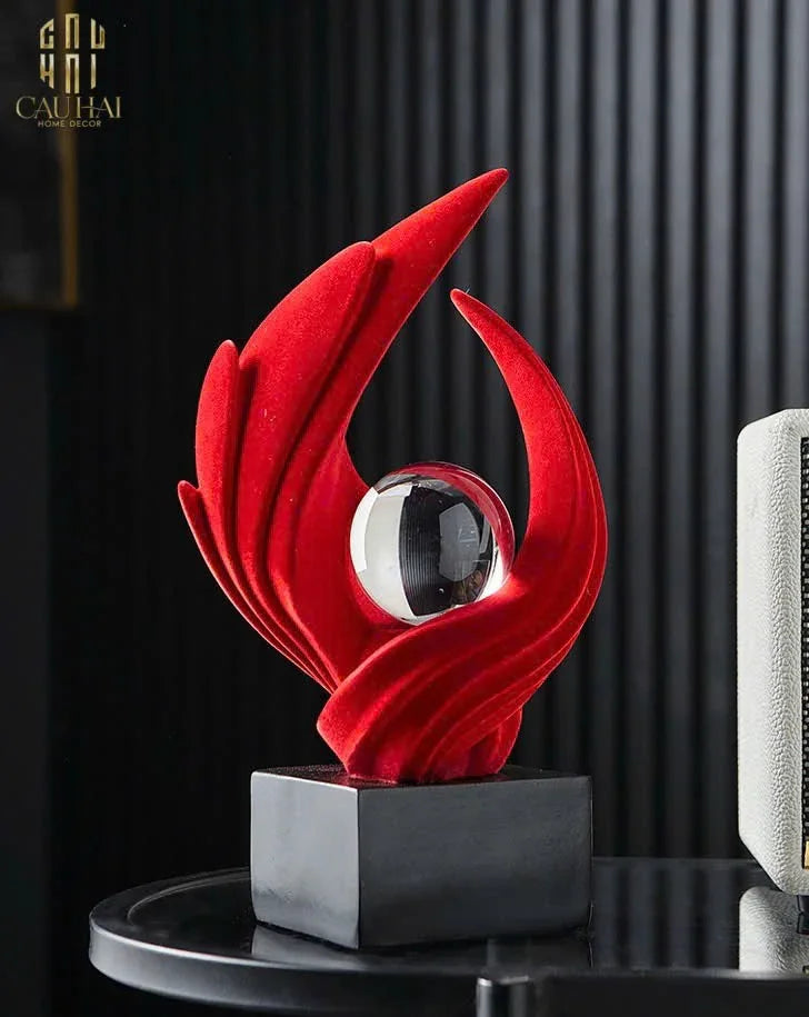 Tượng Nhung Đỏ Eternal Flame Red Velvet 16x12x27.5-CẬU HAI HOME DECOR