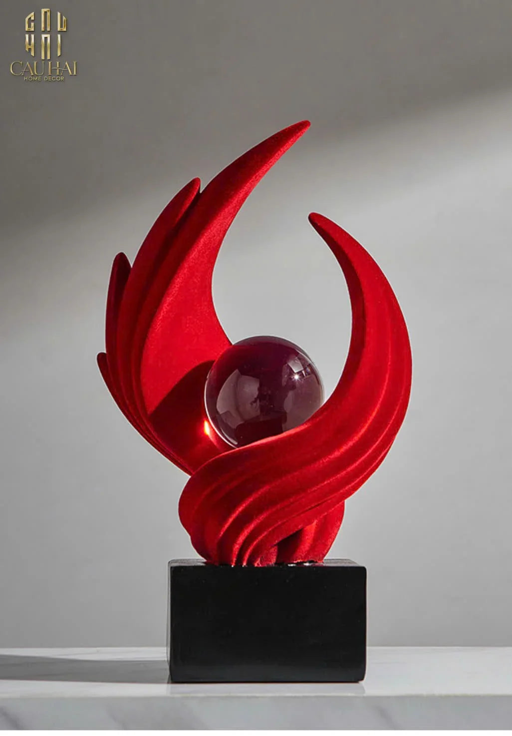 Tượng Nhung Đỏ Eternal Flame Red Velvet 16x12x27.5-CẬU HAI HOME DECOR
