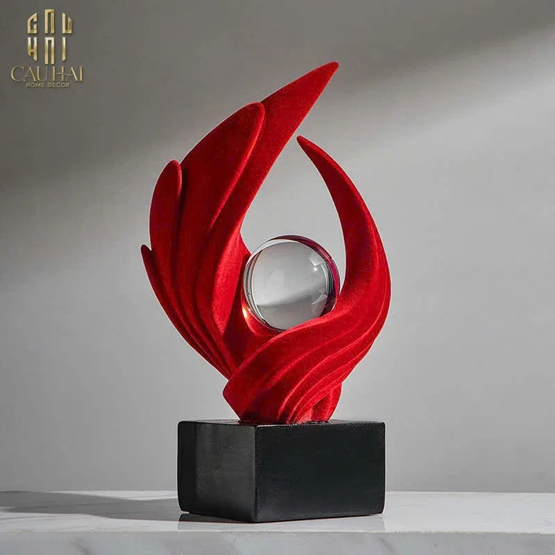 Tượng Nhung Đỏ Eternal Flame Red Velvet 16x12x27.5-CẬU HAI HOME DECOR
