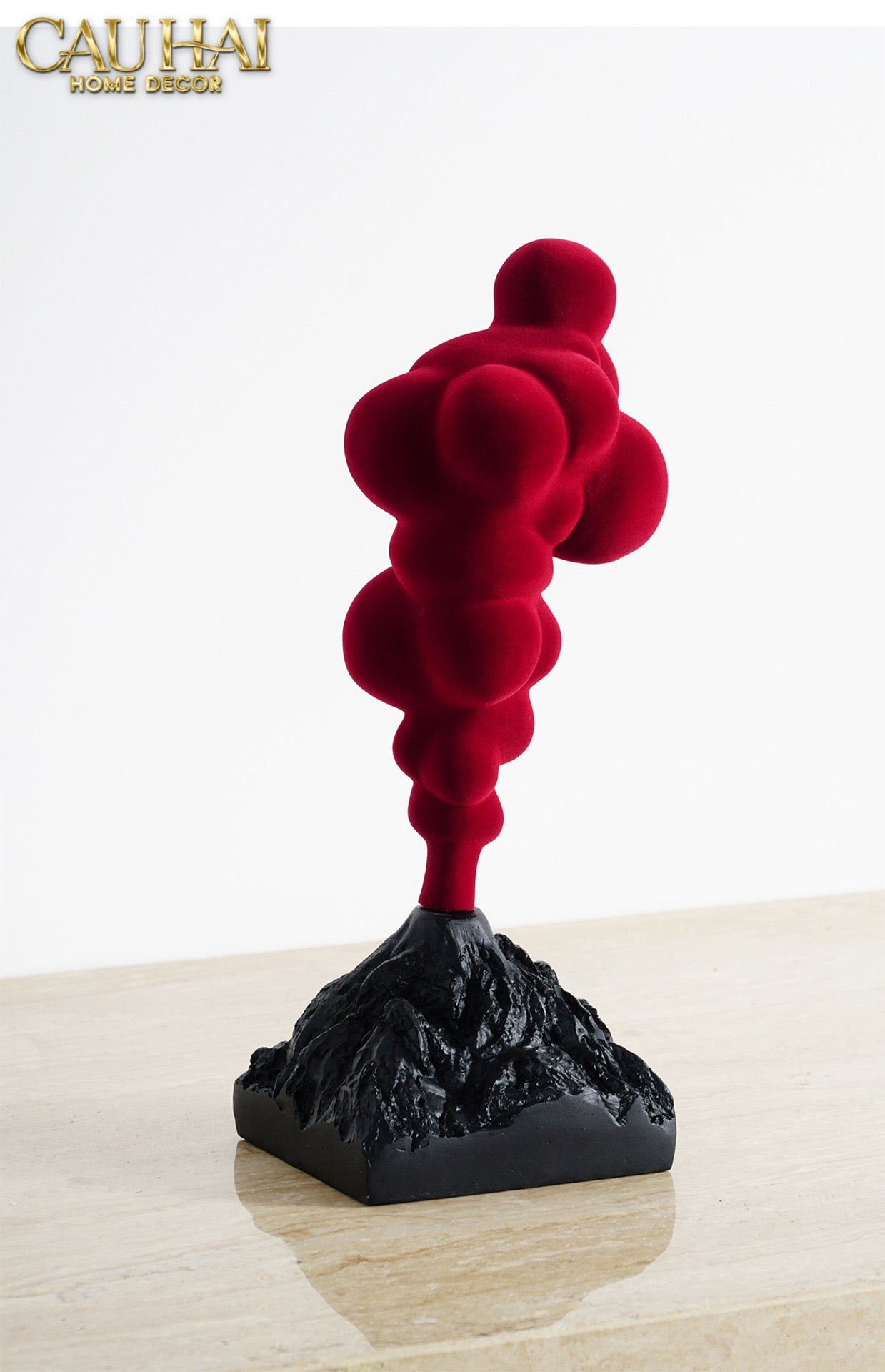Tượng Nhung Đỏ Red Velvet Volcano Fw25 H36-CẬU HAI HOME DECOR