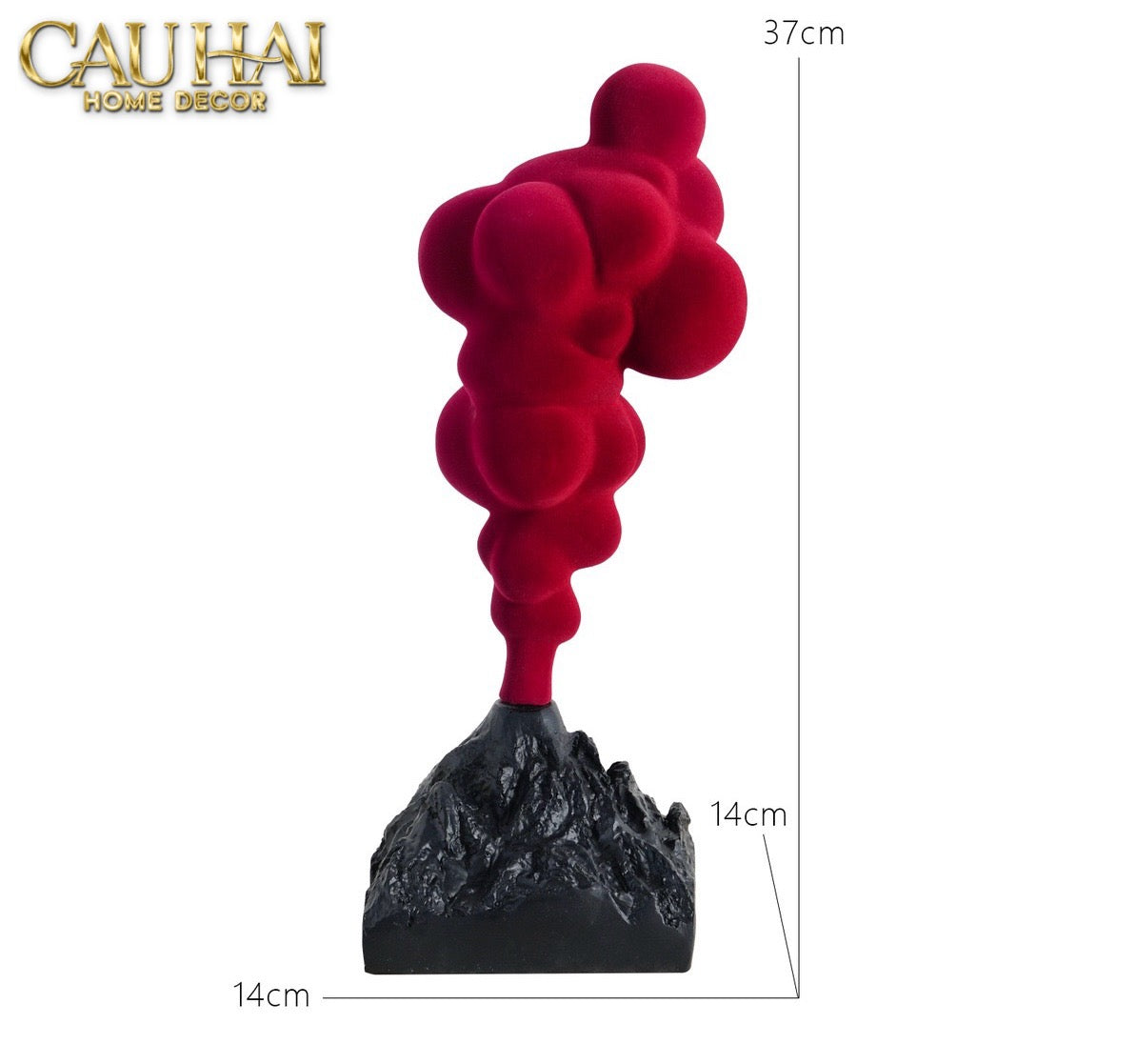 Tượng Nhung Đỏ Red Velvet Volcano Fw25 H36-CẬU HAI HOME DECOR