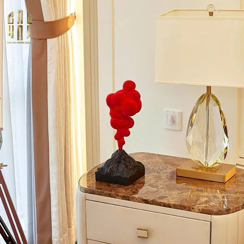 Tượng Nhung Đỏ Red Velvet Volcano Fw25 H36-CẬU HAI HOME DECOR