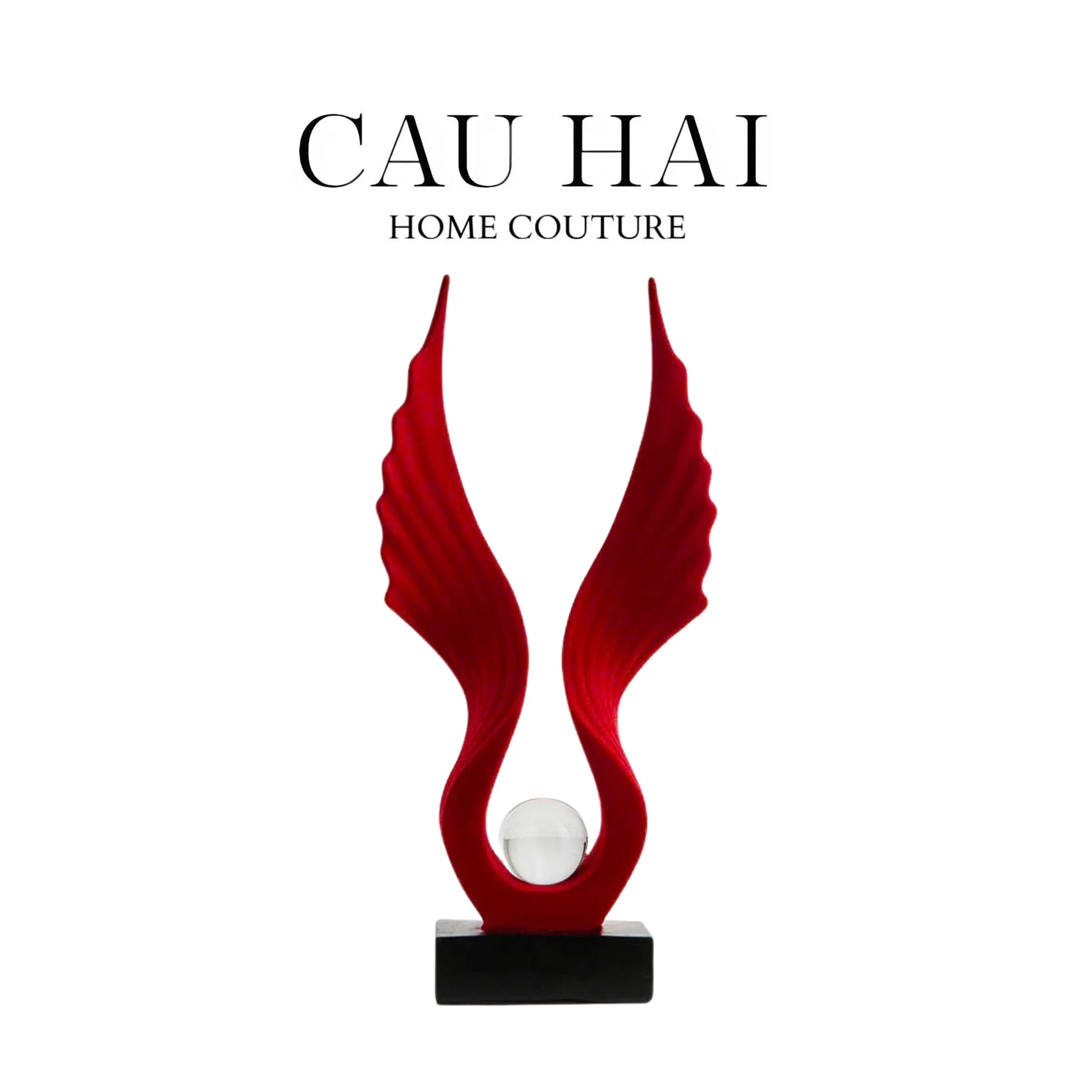 Tượng Nhung Đỏ Scarlet Wings Red Velvet 15x31-TƯỢNG TRANG TRÍ-CẬU HAI HOME DECOR