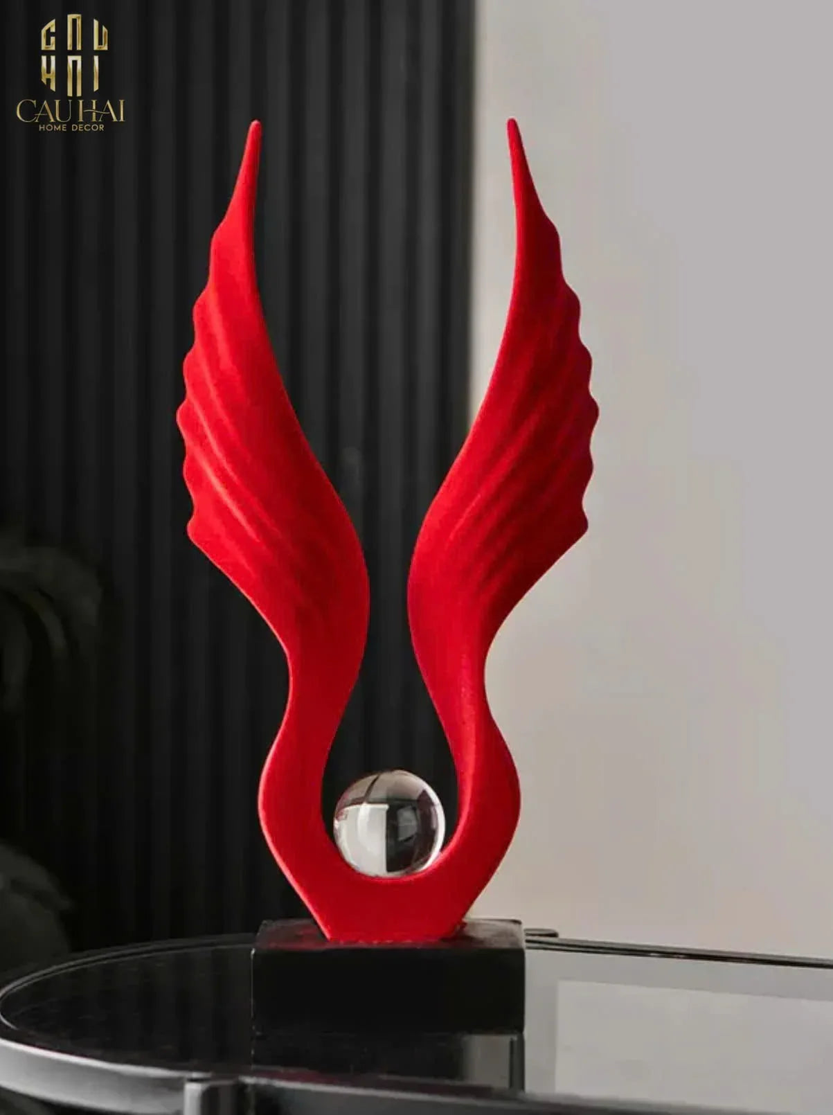 Tượng Nhung Đỏ Scarlet Wings Red Velvet 15x31-CẬU HAI HOME DECOR
