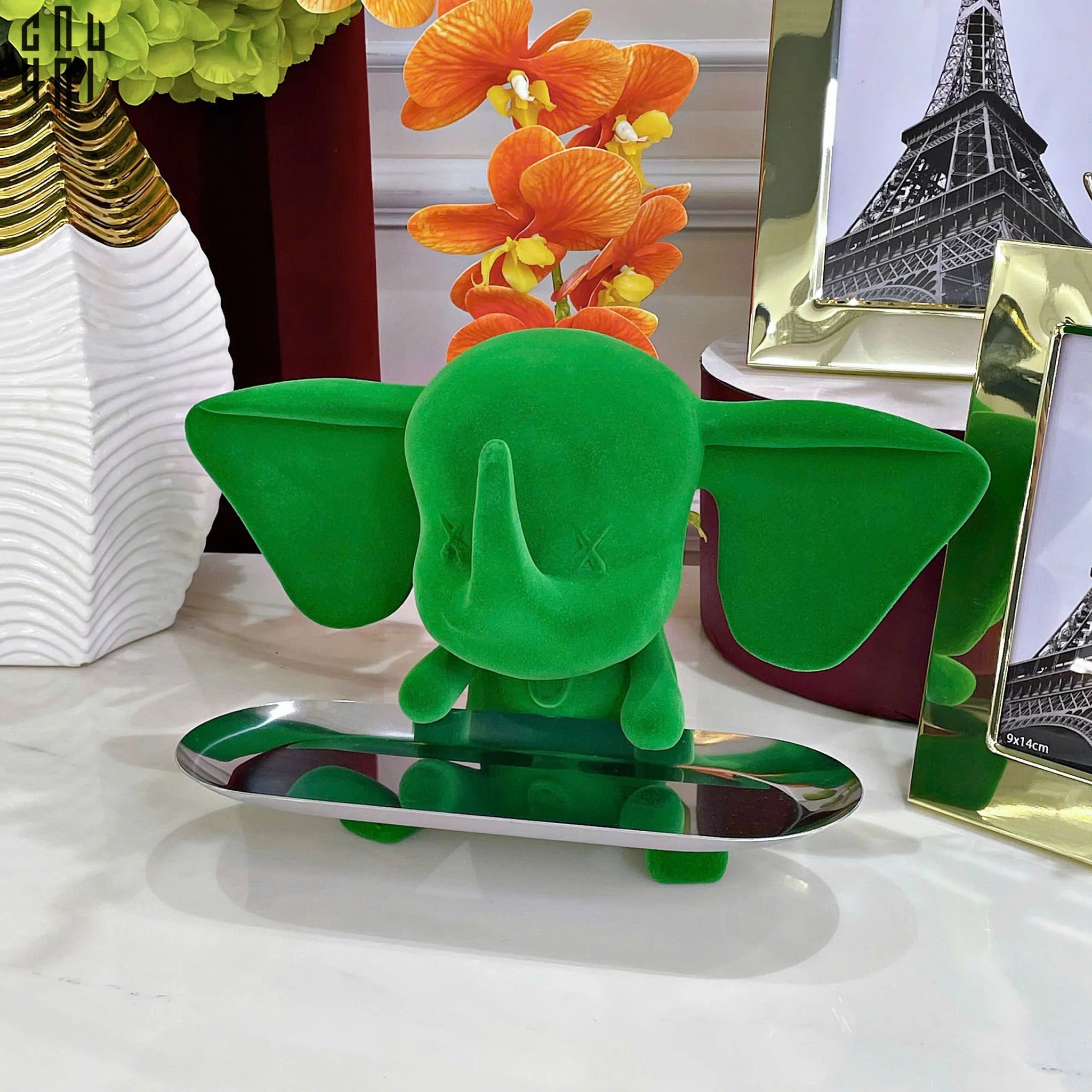 Tượng Nhung Voi - Figurine Ceramic Jade Velvet Elephant-TƯỢNG TRANG TRÍ-CẬU HAI HOME DECOR