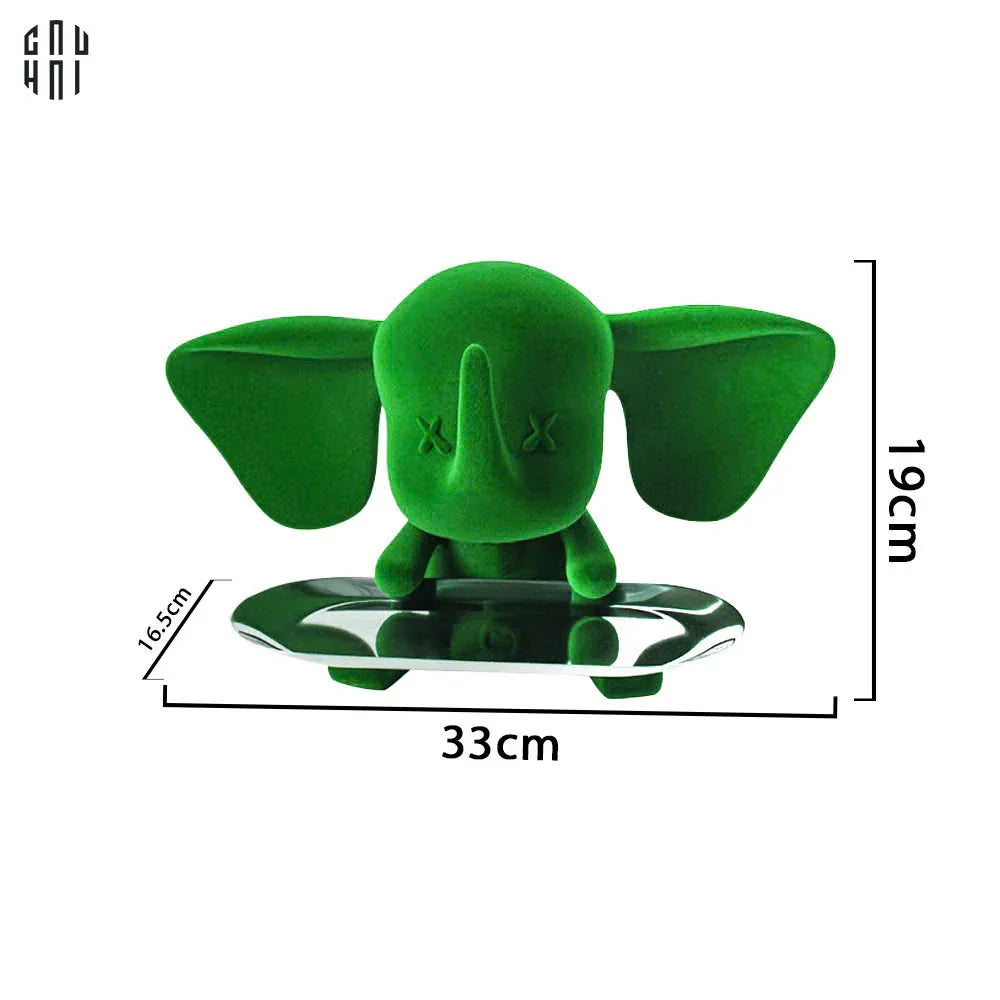 Tượng Nhung Voi - Figurine Ceramic Jade Velvet Elephant-CẬU HAI HOME DECOR