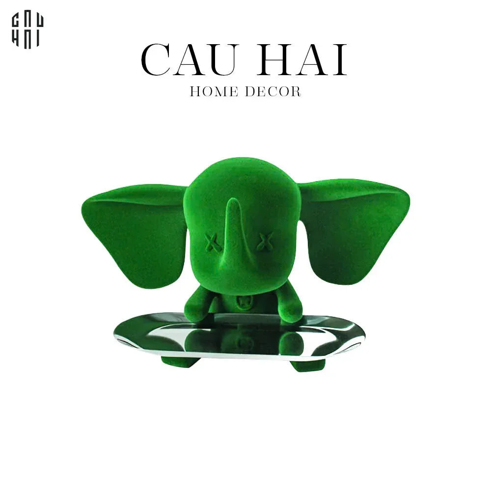 Tượng Nhung Voi - Figurine Ceramic Jade Velvet Elephant-CẬU HAI HOME DECOR
