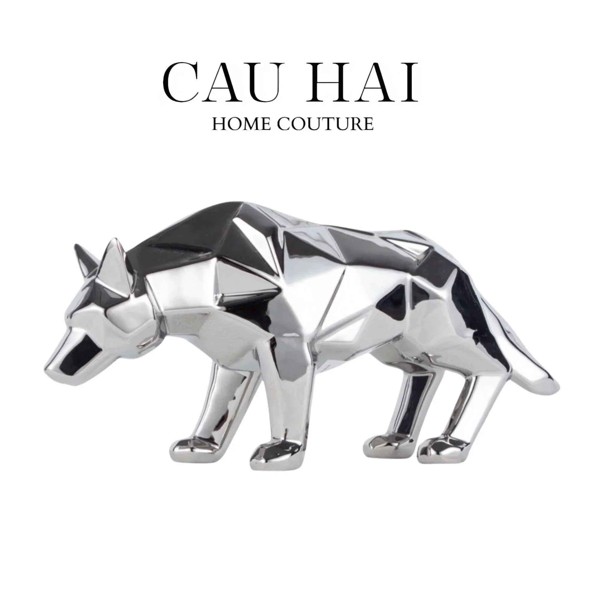TƯỢNG PLATINUM GEOMETRIC WOLF FW25-CẬU HAI HOME DECOR