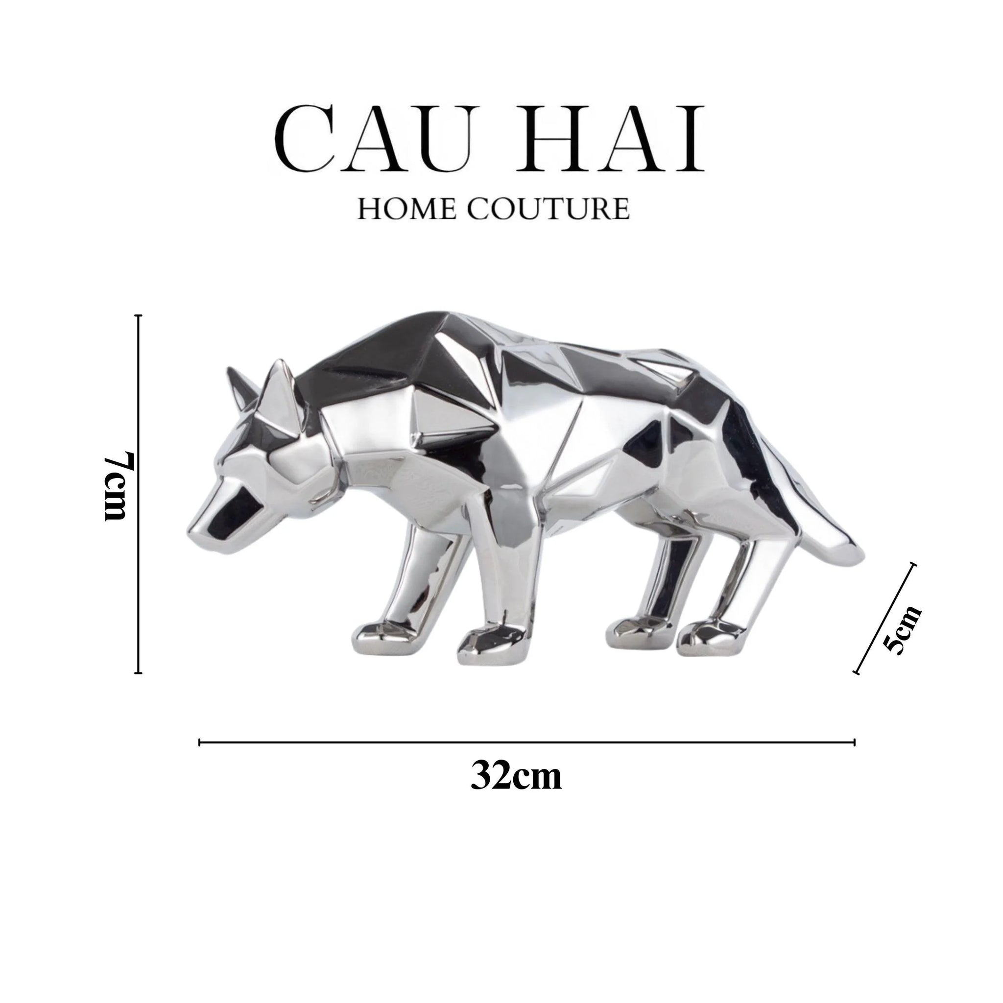 TƯỢNG PLATINUM GEOMETRIC WOLF FW25-CẬU HAI HOME DECOR