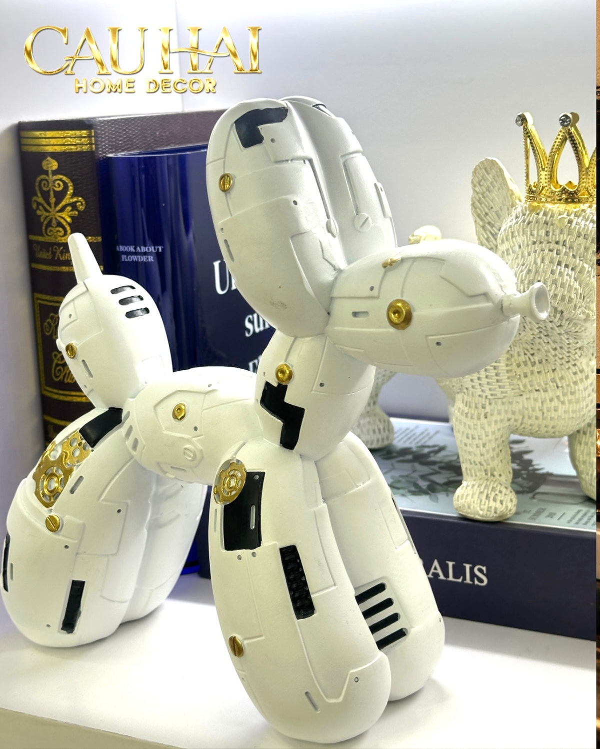 Tượng Puppy Balloon Pupp-X Mécanique Blanc / Noir-TƯỢNG TRANG TRÍ-Đối tác tại Trung Quốc theo từng đơn đặt hàng-CẬU HAI HOME DECOR