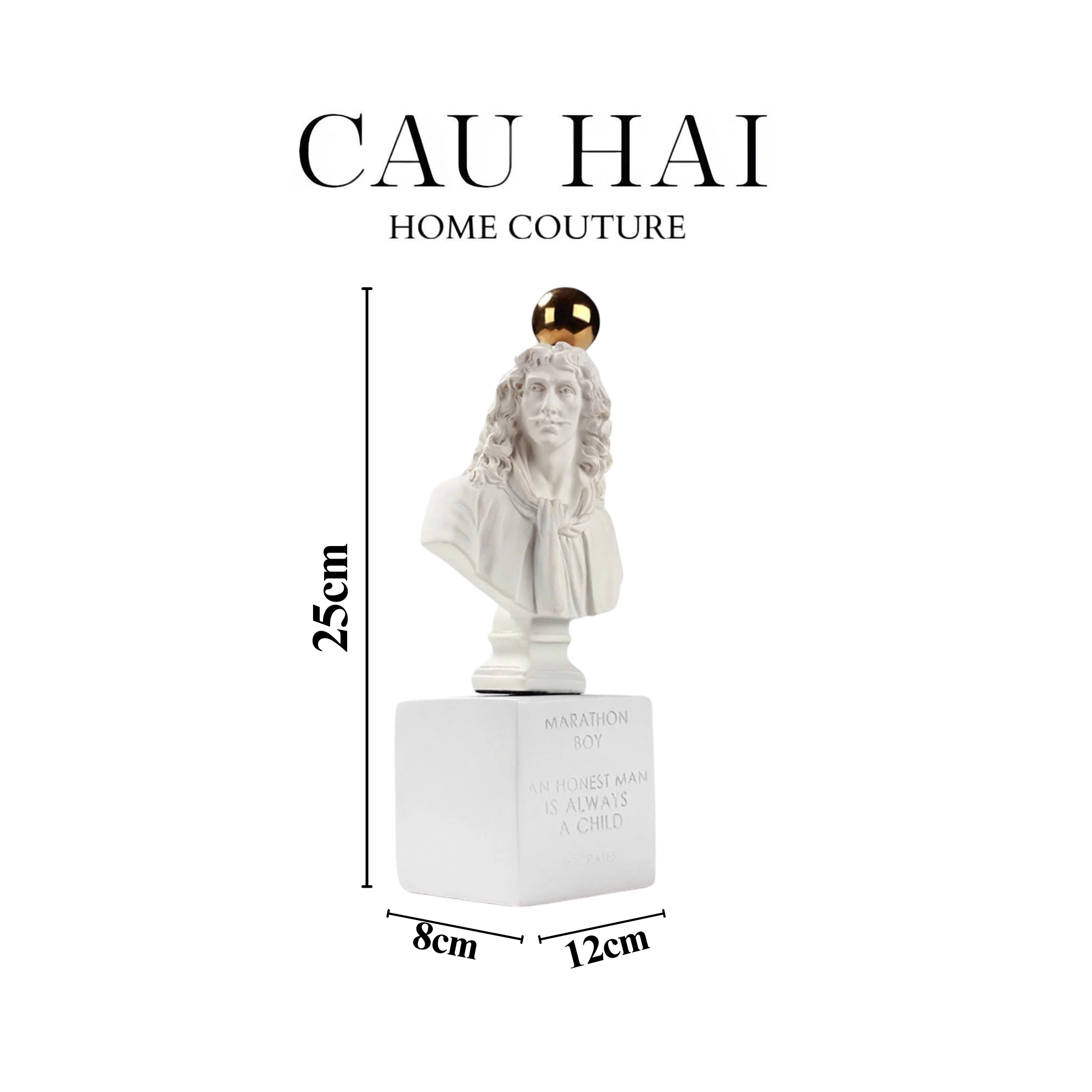 TƯỢNG SOCRATES QUOTE BUST-CẬU HAI HOME DECOR