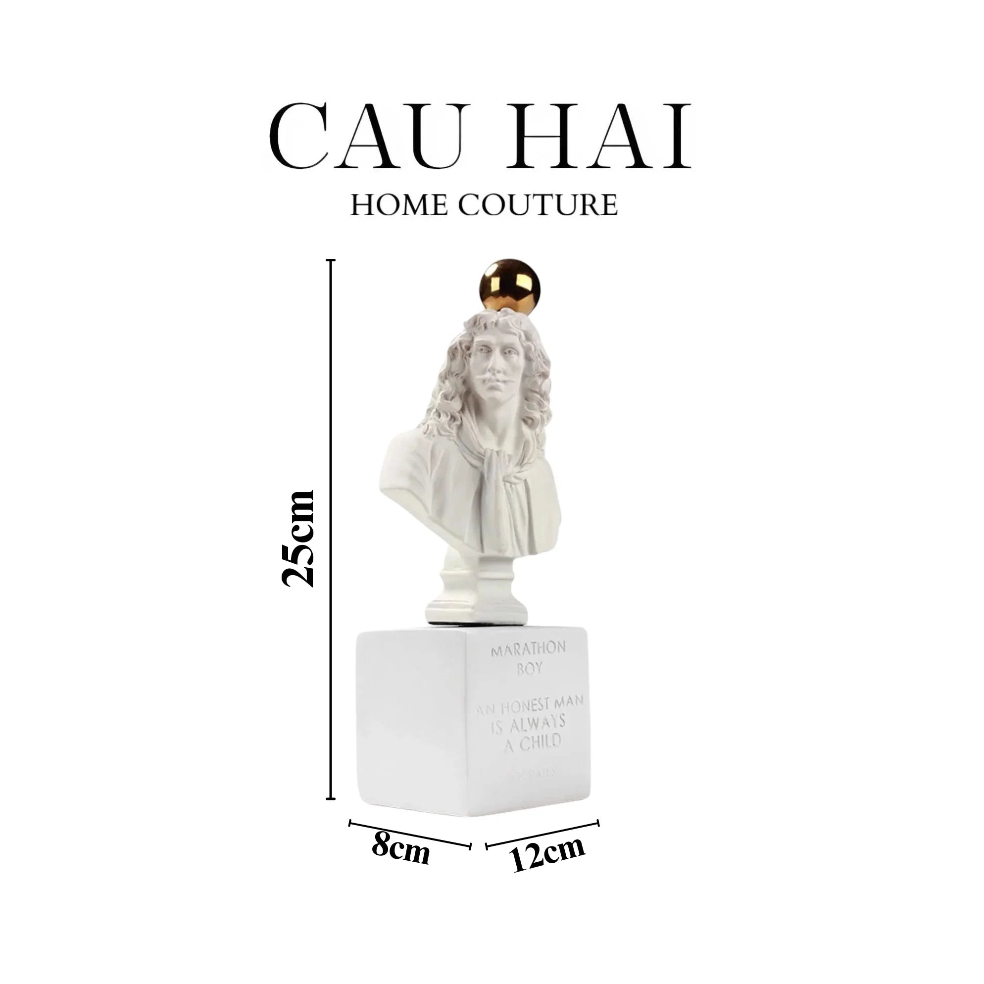Tượng Socrates Quote Bust-CẬU HAI HOME DECOR