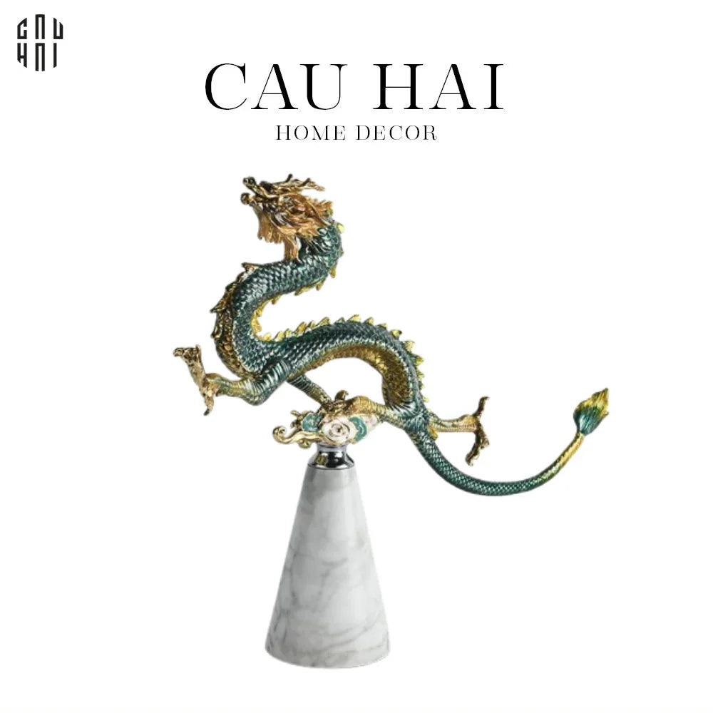 TƯỢNG THĂNG LONG METALLIC ORIENTAL DRAGON-CẬU HAI HOME DECOR