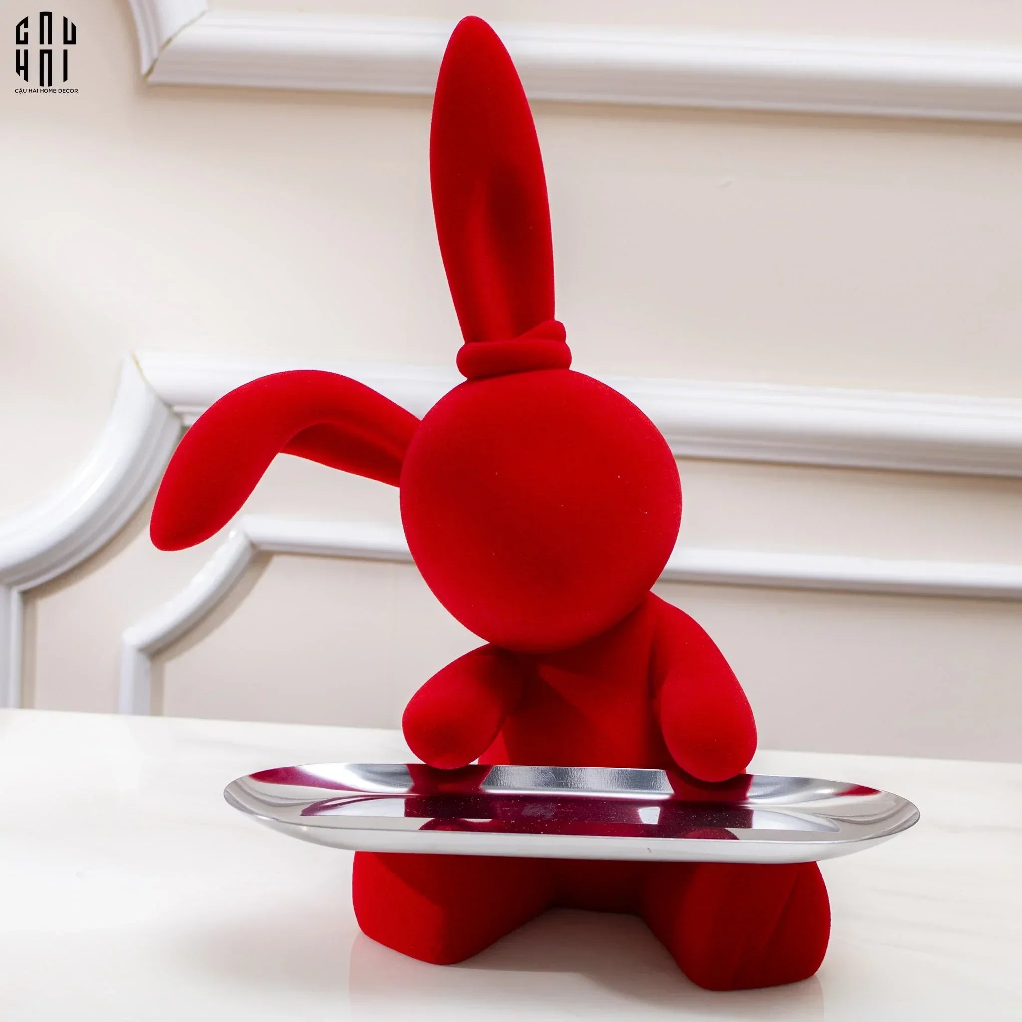 Tượng Thỏ Figurine Rouge Velour Joli Lapin H30-CẬU HAI HOME DECOR