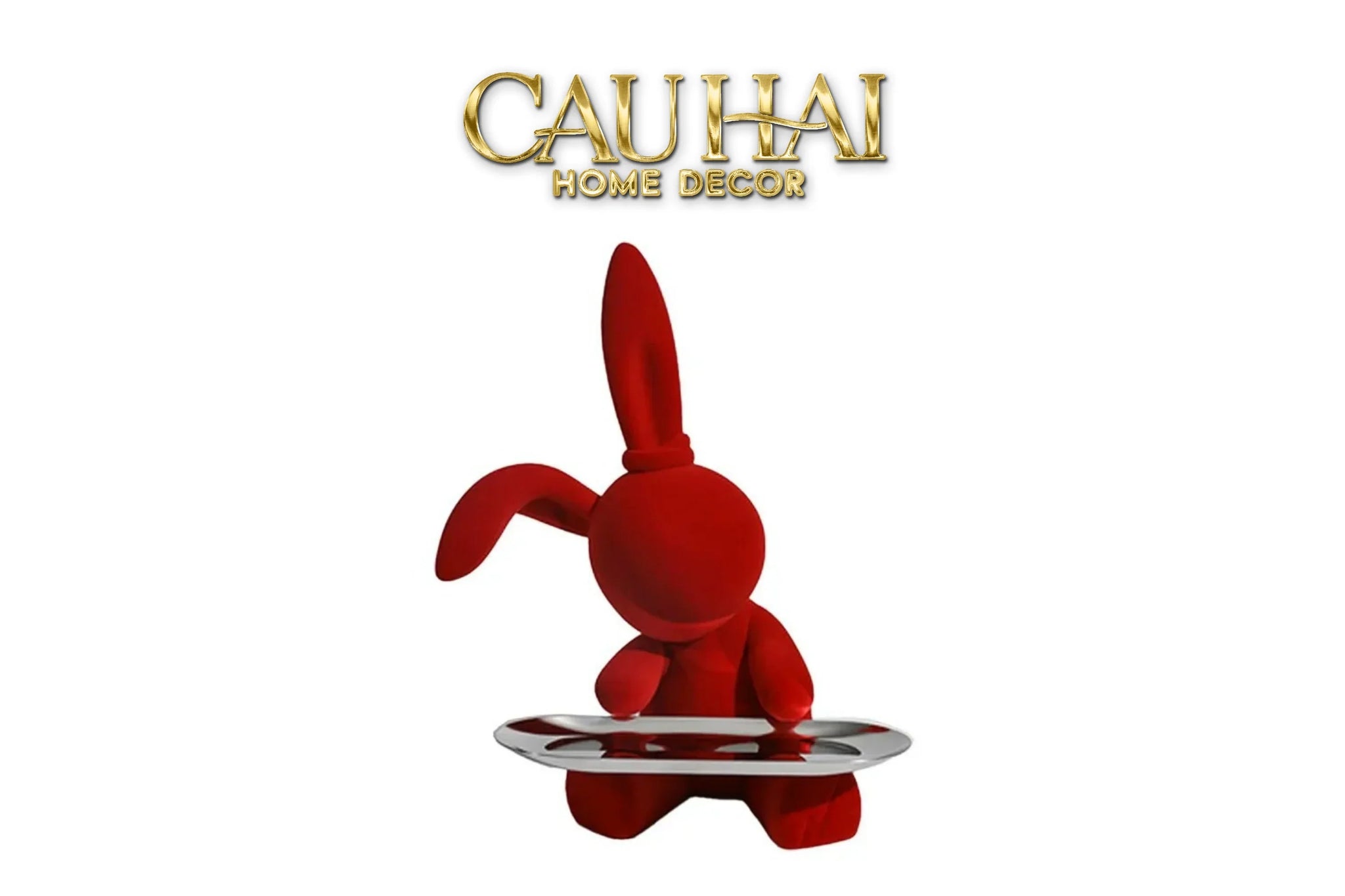 Tượng Thỏ Figurine Rouge Velour Joli Lapin H30-CẬU HAI HOME DECOR