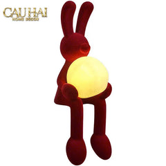 Tượng Thỏ Nhung Đỏ Moonlight Rouge Velour Lapin Sculpture Lamp 8.5x26.5-CẬU HAI HOME DECOR
