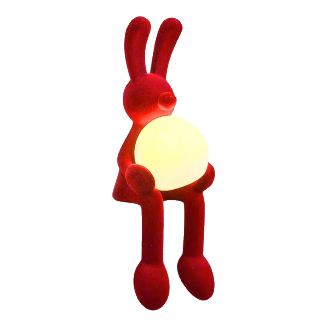 Tượng Thỏ Nhung Đỏ Moonlight Rouge Velour Lapin Sculpture Lamp 8.5x26.5