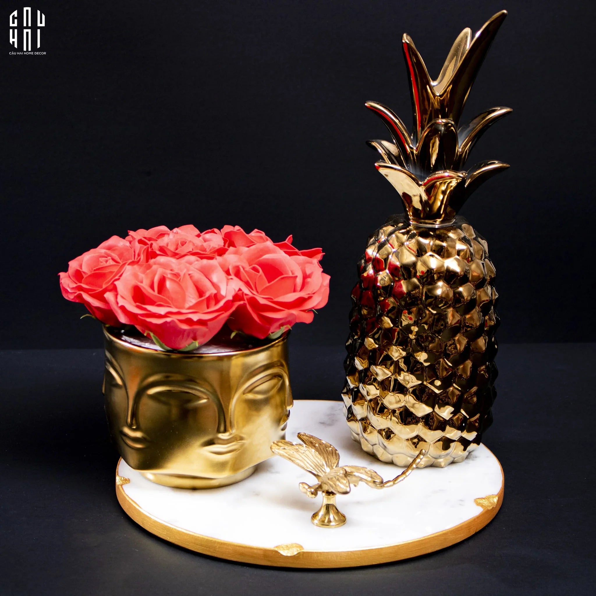 TƯỢNG TRÁI THƠM GOLDEN PINEAPPLE PREMIUM-CẬU HAI HOME DECOR