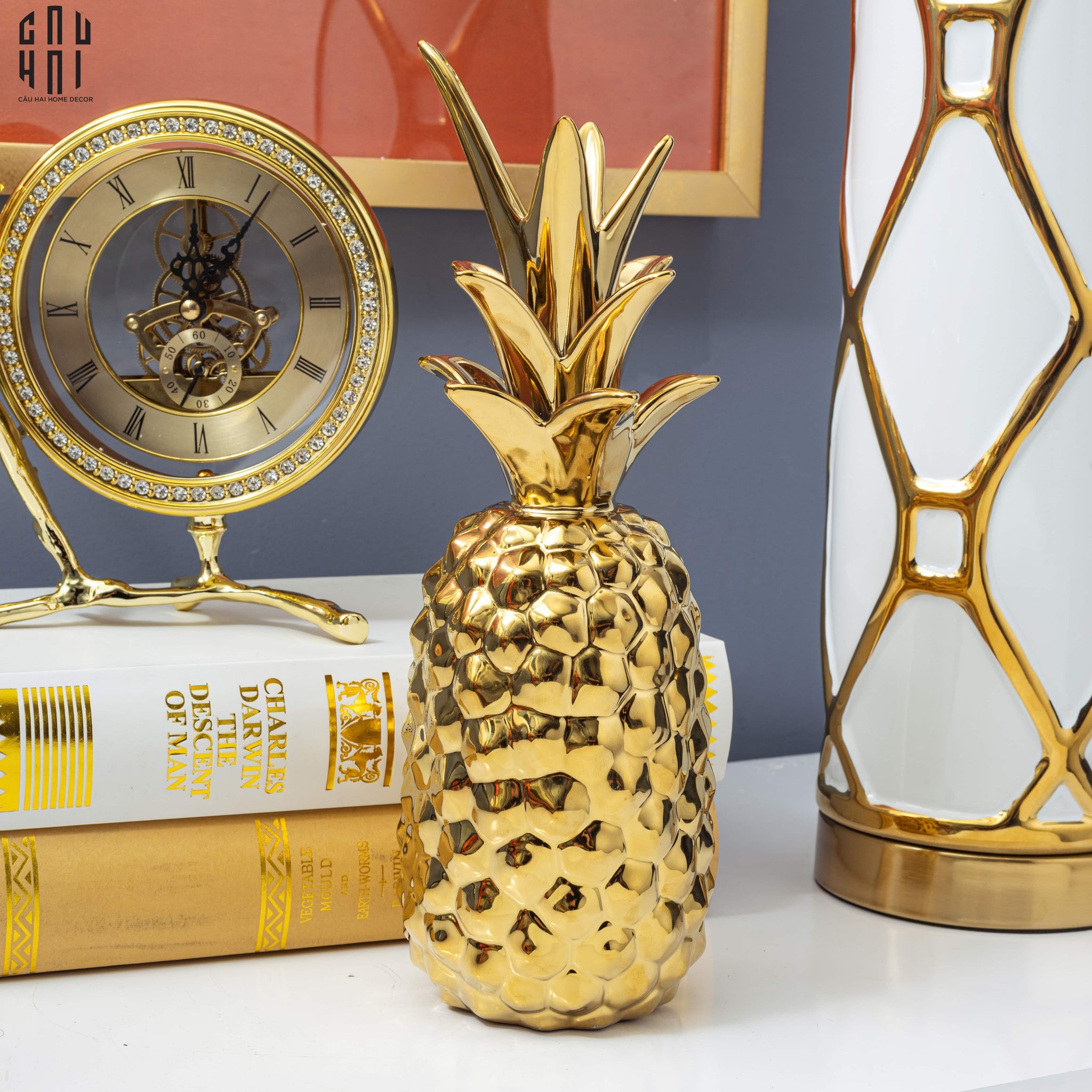 TƯỢNG TRÁI THƠM GOLDEN PINEAPPLE PREMIUM-CẬU HAI HOME DECOR