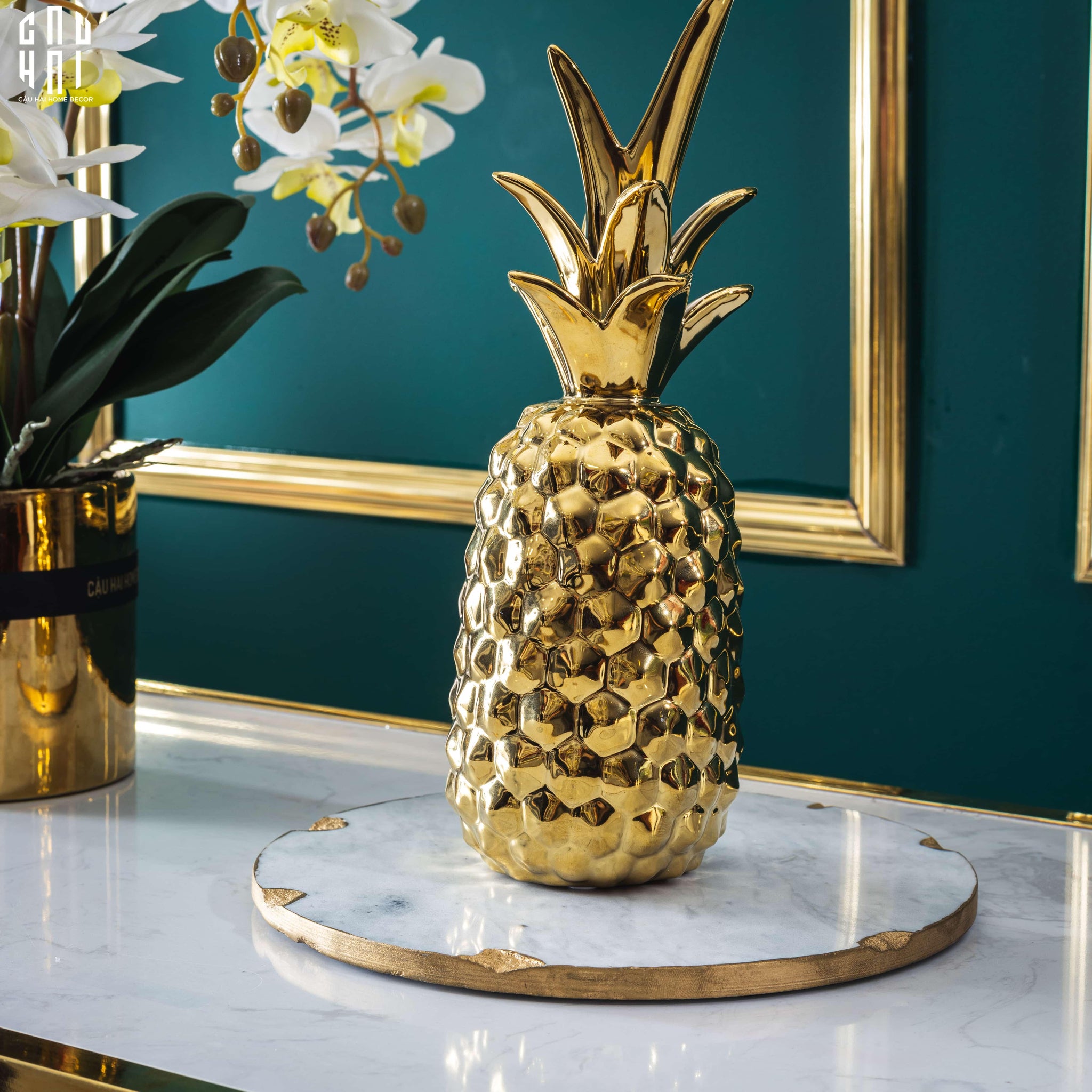 TƯỢNG TRÁI THƠM GOLDEN PINEAPPLE PREMIUM-CẬU HAI HOME DECOR