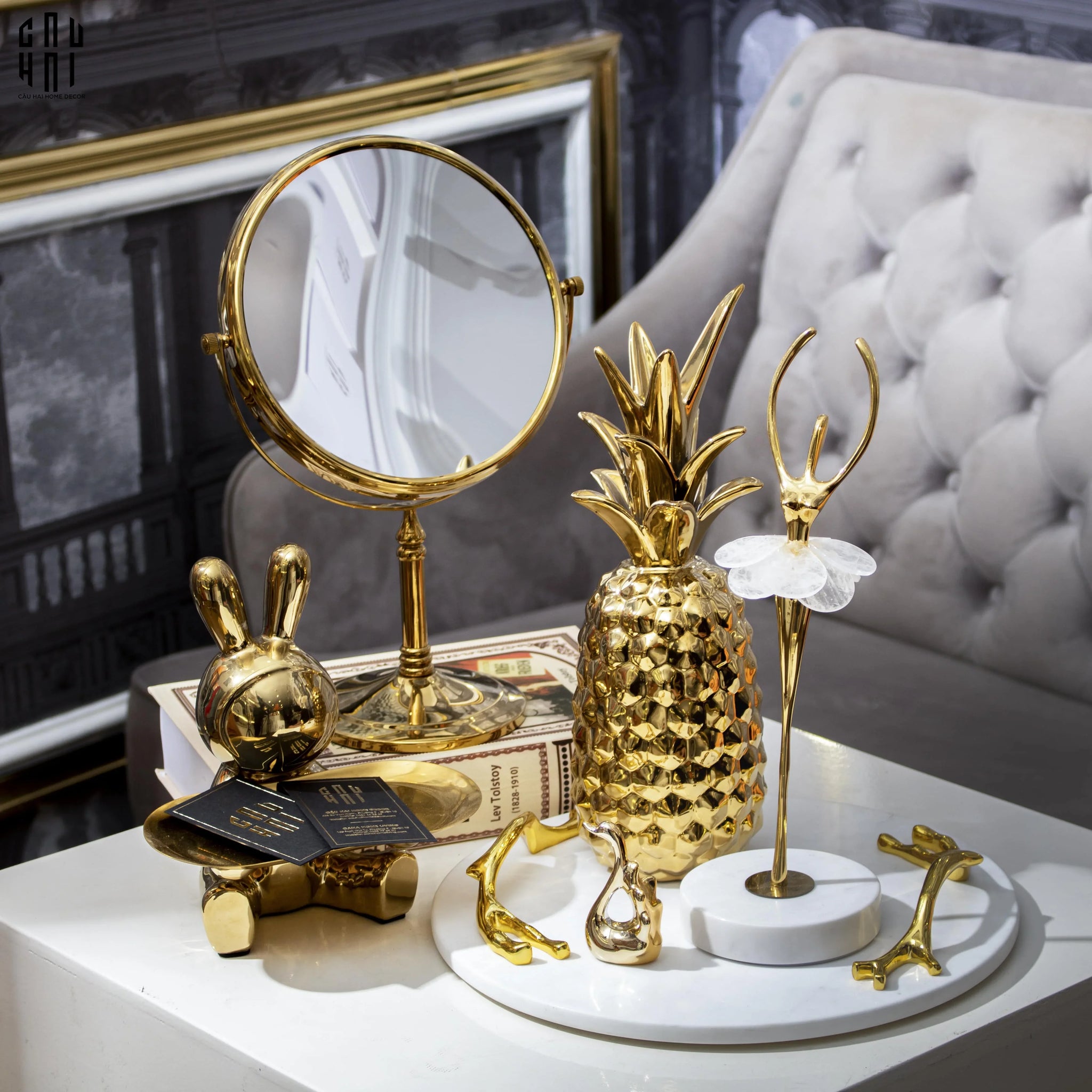 Tượng Trái Thơm Golden Pineapple Premium-CẬU HAI HOME DECOR